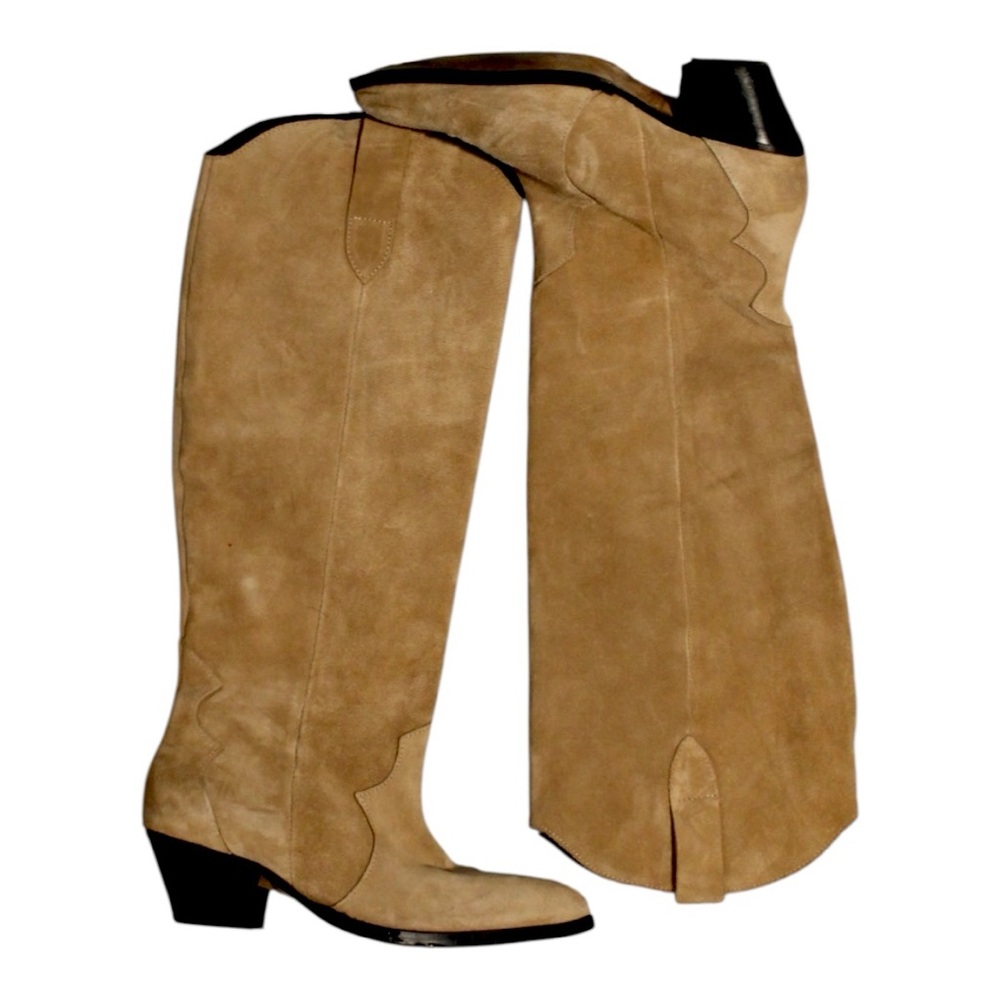 Tan Suede Knee-High Boots - Picture 2 of 6